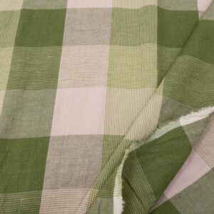 Stoff Leinen-Baumwolle Mix Vetiver Check grün-rosa XL Karos