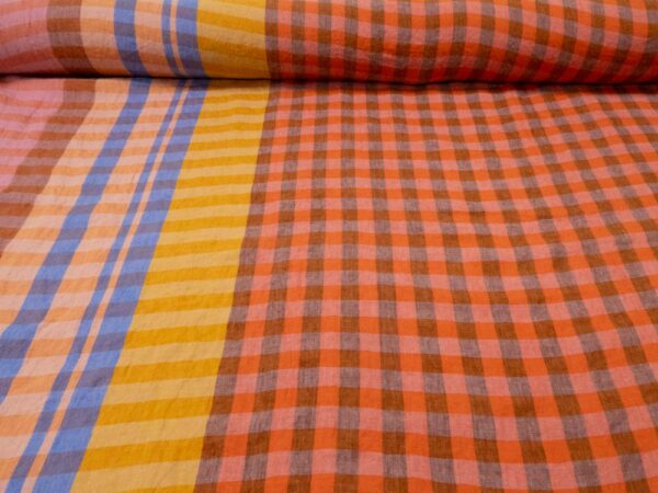 Stoff EU Leinen Saltwater Taffy Karomix – Bild 3