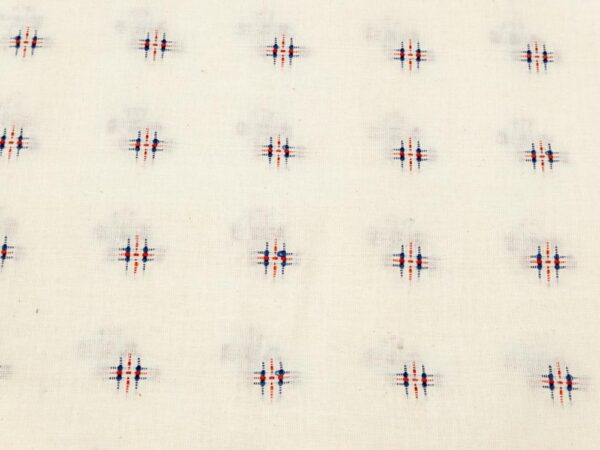 Stoff Sheer Natural Indian Cotton Finn Dobby Kreuze blau-rot
