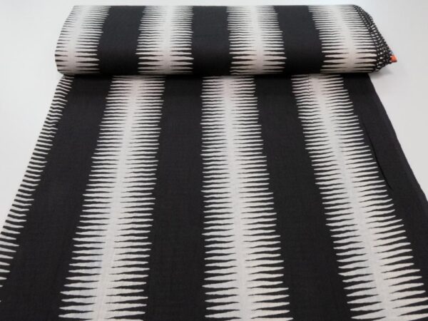 Stoff Indian Cotton ZICKZACK schwarz-weiss – Bild 2
