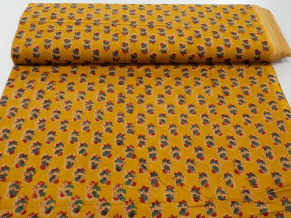 Stoff Indian Cotton Blumen auf goldgelb – Bild 3