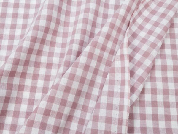 Stoffe Check Cotton Big mauve-weiss