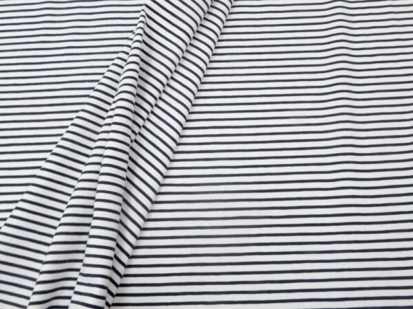 Stoff Jersey Streifen weiss-dunkelblau