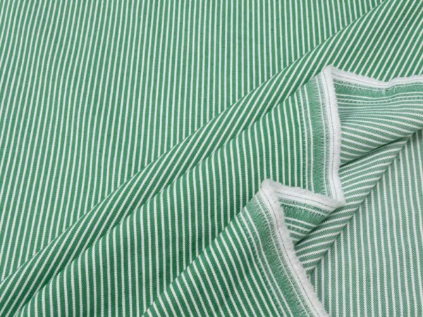 Stoff Denim Stripes Yarn Dyed grün-weiss – Bild 2