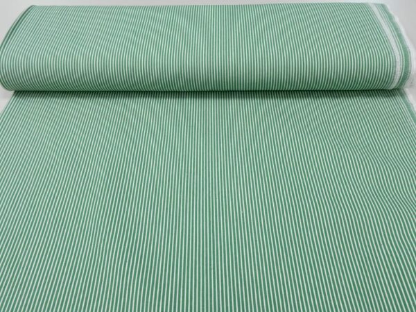 Stoff Denim Stripes Yarn Dyed grün-weiss – Bild 3