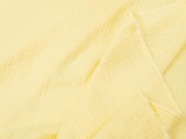 Stoff Double Gauze Foil Stripe FRENCH VANILLA YELOW-gold