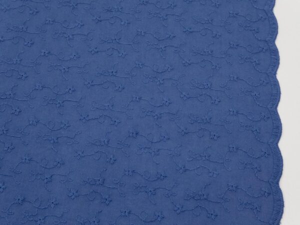 Stoff Baumwolle Stickerei Blumen Jeansblau – Bild 2
