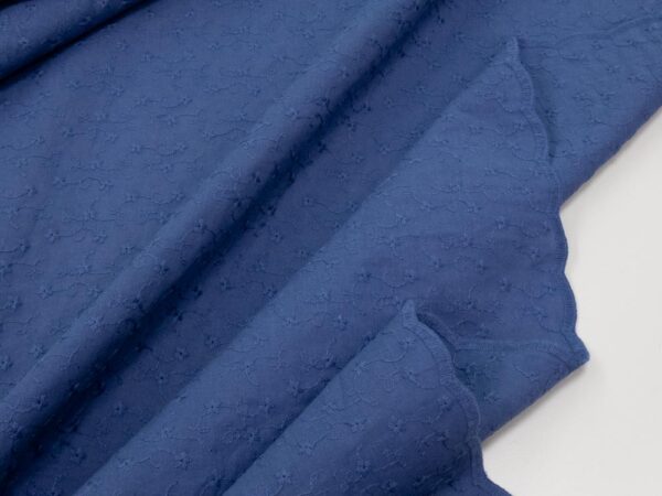 Stoff Baumwolle Stickerei Blumen Jeansblau – Bild 3