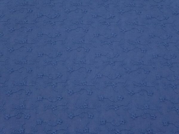 Stoff Baumwolle Stickerei Blumen Jeansblau