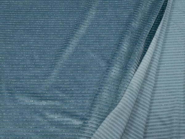 Stoff Nickycord Lurex blaugrau-silber – Bild 2