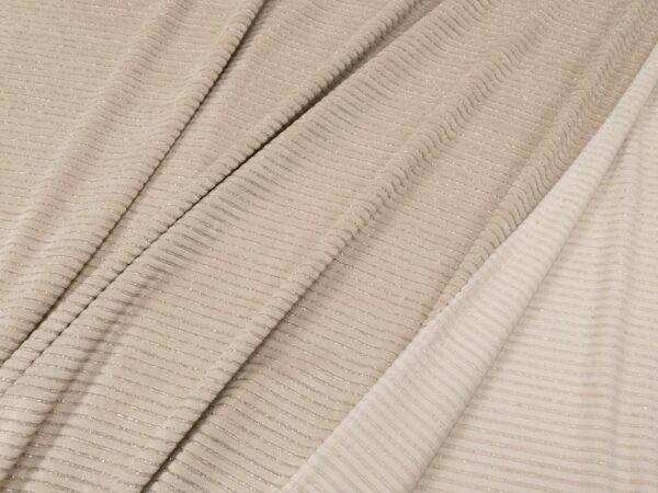 Stoff Nickycord Lurex beige-silber – Bild 2