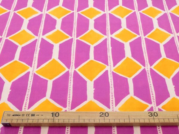 Stoff BW Popeline Afrika Rhomben magenta-knallorange – Bild 4