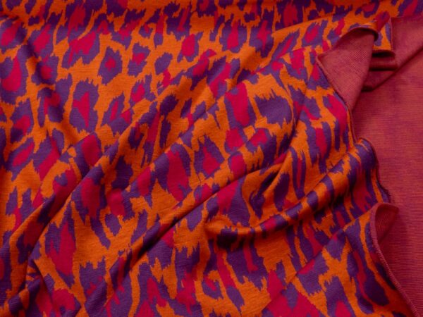 Stoff Strick Jacquard Leo pinkorangeviolett – Bild 2