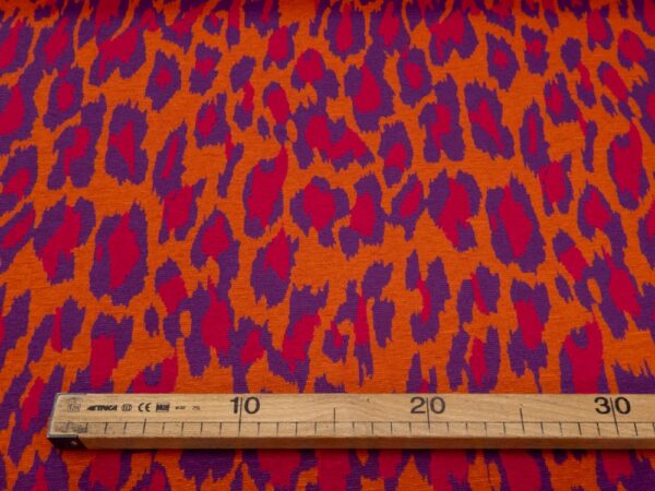 Stoff Strick Jacquard Leo pinkorangeviolett – Bild 3