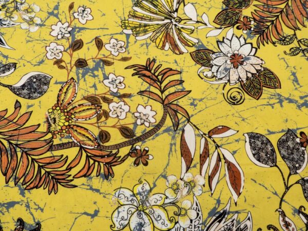 Stoff Vi Afrika Batik Blumen senfgelb
