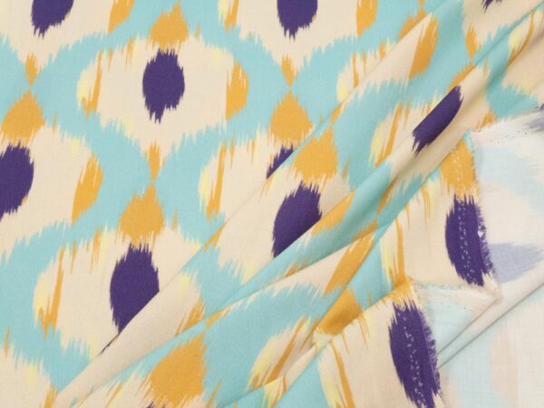 Stoff Viskose Batikmuster türkis-violett-sand – Bild 2