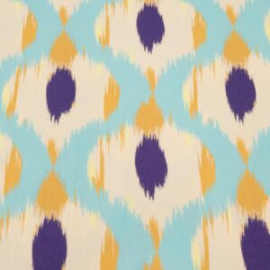 Stoff Viskose Batikmuster türkis-violett-sand