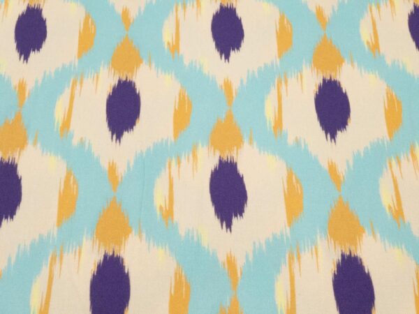 Stoff Viskose Batikmuster türkis-violett-sand