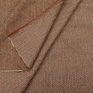 Stoff Fischgrat colorful rost-khaki-weiss