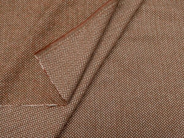 Stoff Fischgrat colorful rost-khaki-weiss