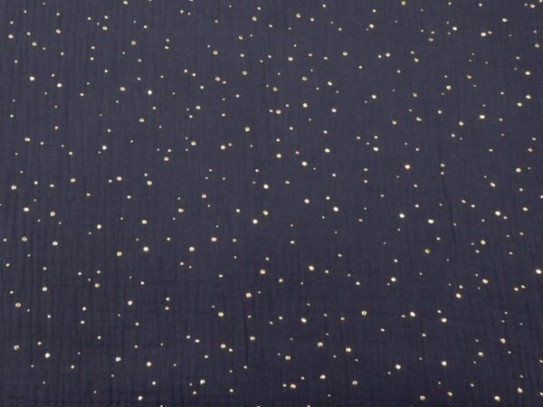 Stoff Double Gauze anthrazit "Nuschi"goldenen Punkte