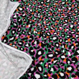 Stoff Viskosejersey Leo grün-pink-orange-schwarz