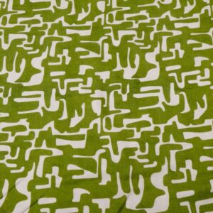 Stoff Viskose Twill geomterische Formen auf Olivgrün