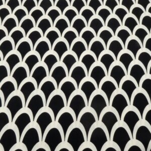Stoff Viskosekrepp Wellen schwarz-creme