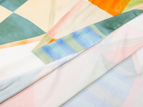 Stoff Viskosesatin Korean Patchwork koral-grün – Bild 3