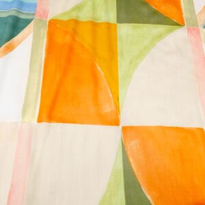 Stoff Viskosesatin Korean Patchwork koral-grün