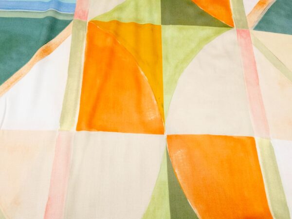 Stoff Viskosesatin Korean Patchwork koral-grün