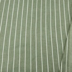 Stoff Denim Streifen weiss-olivgrün