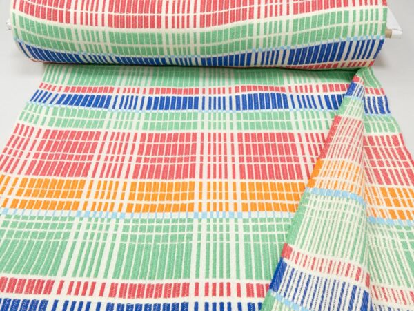 Stoff Jacquard Striche multicolor & gold – Bild 2