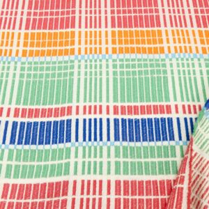 Stoff Jacquard Striche multicolor & gold
