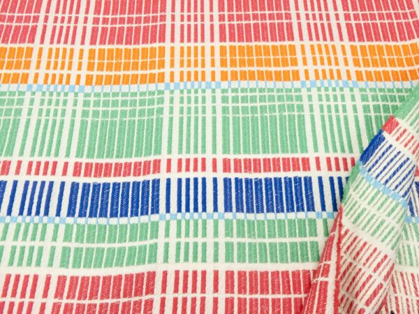 Stoff Jacquard Striche multicolor & gold