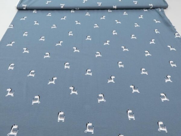 Stoff Baumwolle Jersey blaugrau kleine Zebra – Bild 3
