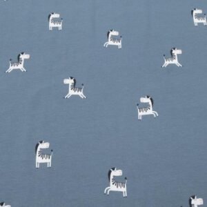 Stoff Baumwolle Jersey blaugrau kleine Zebra