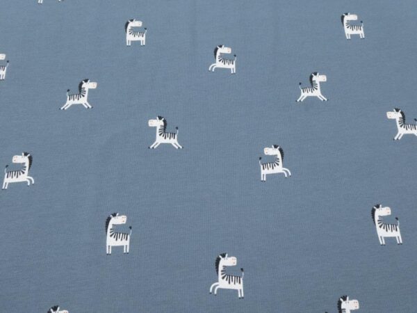 Stoff Baumwolle Jersey blaugrau kleine Zebra