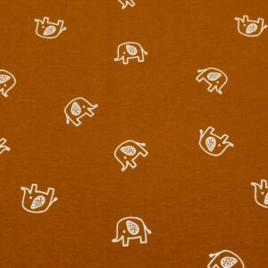 Stoff Baumwolle Jersey rostbraun Elefanten