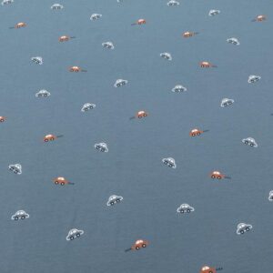Stoff Baumwolle Jersey blaugrau kleine Autos