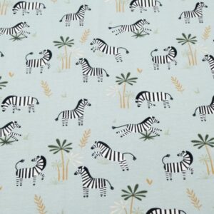 Stoff Baumwolle Jersey hellblau Zebra