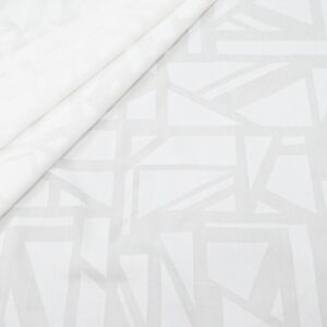 Stoff Baumwolle-PE weisse geometrische Formen auf weiss