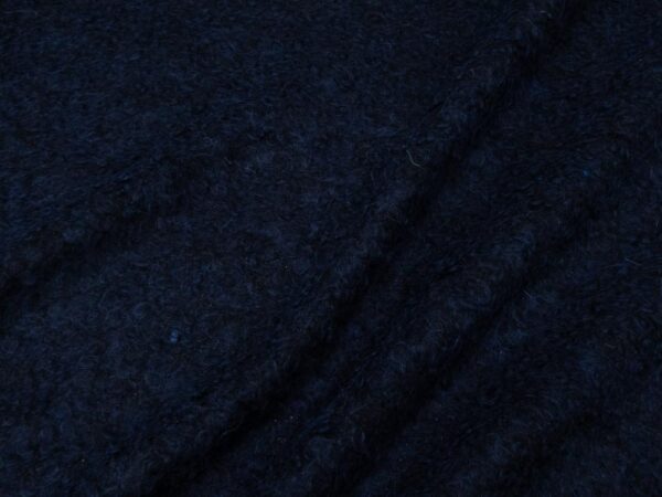 Stoff Bouclé Schurwolle-Mohair nachtblau meliert