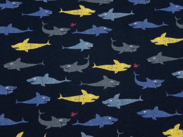 Stoff Single Jersey Haifisch