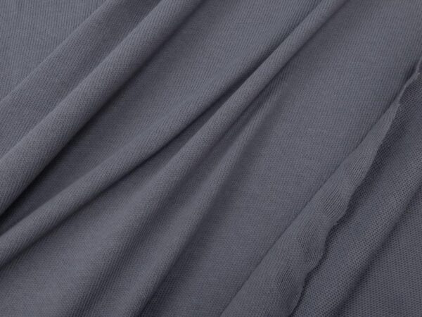 Stoff Knitted Cotton uni Steel Gray