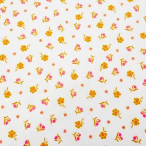 Stoff Jersey Neon Sweat Flowers off white