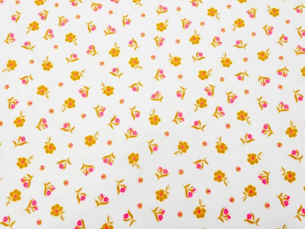 Stoff Jersey Neon Sweat Flowers off white