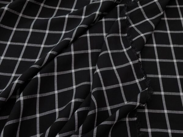 Stoff woven Vi/Pl Check Karo schwarz-weiss – Bild 2