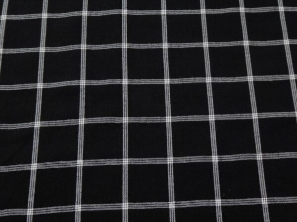 Stoff woven Vi/Pl Check Karo schwarz-weiss