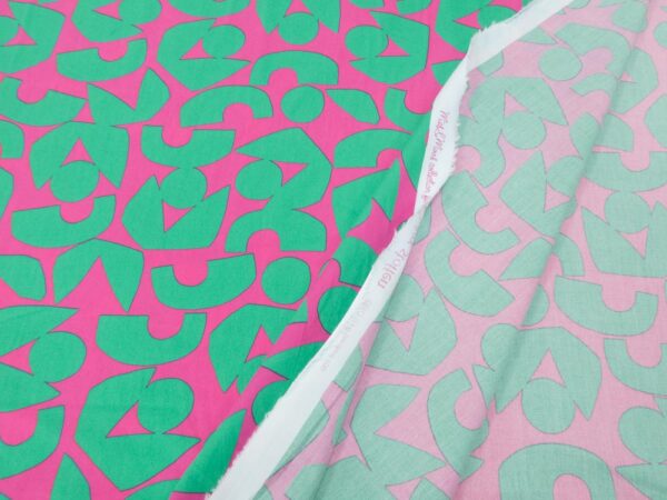 Stoff BW Poplin Moos Abstract grün-rosa – Bild 2